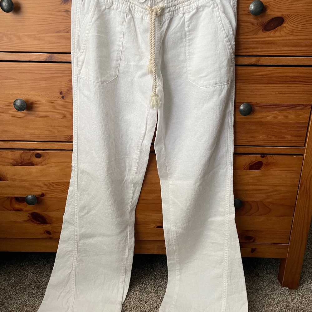 Roxy white linen pants